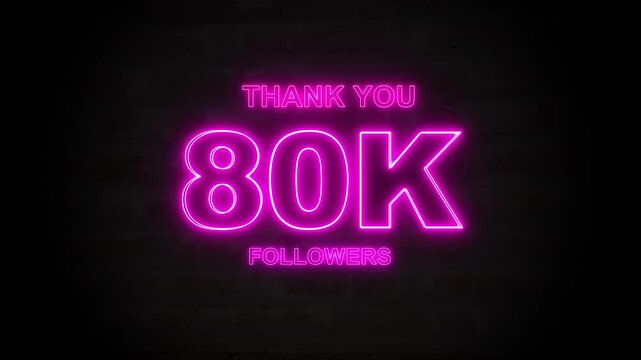 Social channel milestone text flashes celebratory follower greeting words on brick. Digital brand content marketing channels use a social channel milestone text graphic file.
