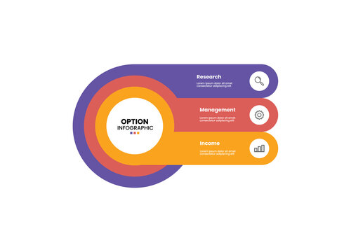 3 step, option, part or process circle layered wheel venn diagram infographic design