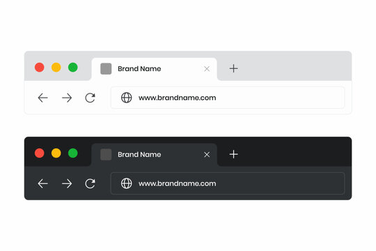 Browser window mockup collection with modern web interface and navigation bar templates