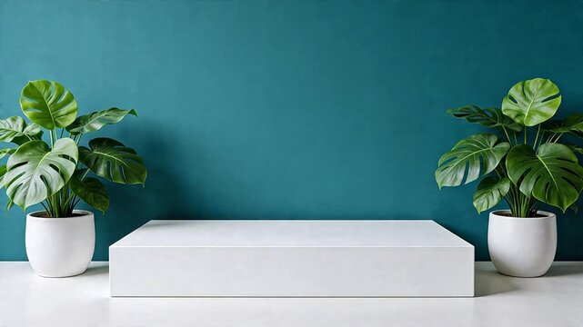 Minimalist display with potted plants