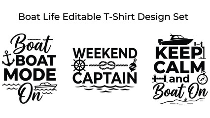Boat life editable tshirt design set with nautical phrases and graphics © AbdullahAl