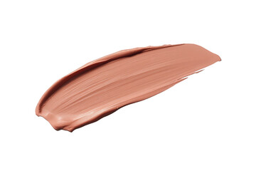 Fototapeta premium Liquid foundation or concealer smear with creamy texture and beige color, isolated on a transparent background