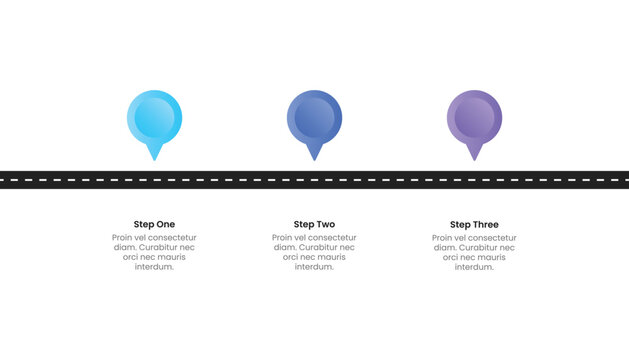 3 Steps Straight Road Roadmap Business Timeline Infographic Design