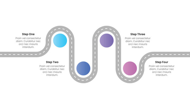 4 Steps Winding Road Roadmap Business Timeline Infographic Design