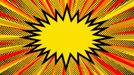 Fototapeta premium Vibrant pop art background with a bright yellow jagged explosion starb