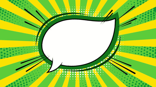 Vibrant pop art background with a white speech bubble outlined in blac