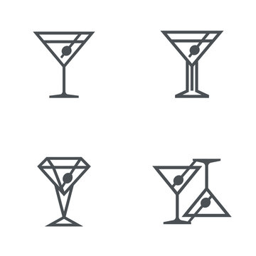 Martini glass icons set.