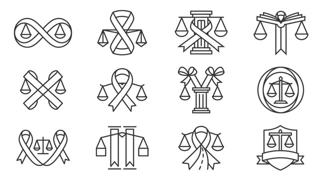 Law Justice Symbol Icons Set.