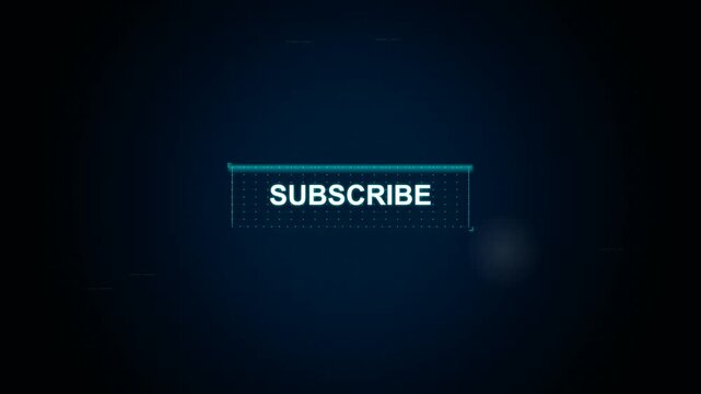 Futuristic digital subscribe button with glowing blue particle globe