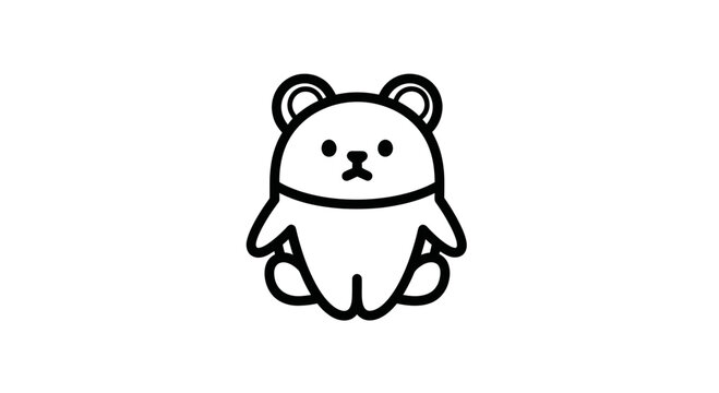Cute panda character outline in minimalist style