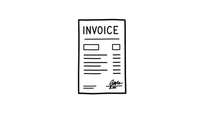 Business invoice document icon with signature