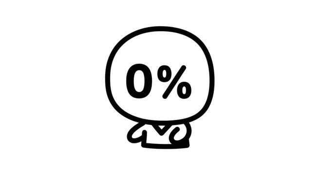 Minimalist character with zero percent symbol head