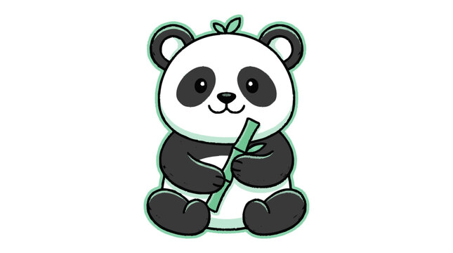Cute cartoon illustration of a cheerful black and white panda characte