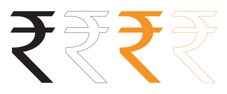 Indian Rupee Icon Set &ndash; Currency Symbol Vector Collection in Outline, Solid and Flat Styles Web