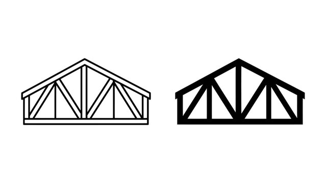 Roof Truss Design: Two distinct roof truss diagrams, one outlined and the other bolded, showcase structural engineering principles and building construction elements.