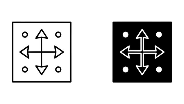 Directional Arrows Icon: Two square icons depicting directional arrows in white and black, symbolizing movement, navigation, and choice.