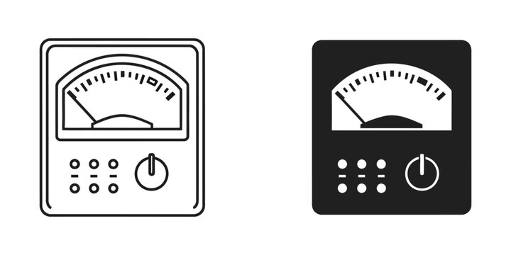 Analog voltmeter and ammeter set featuring measurement gauges in both outline and solid black styles