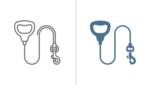 Two variations of a retractable dog leash icon design.
