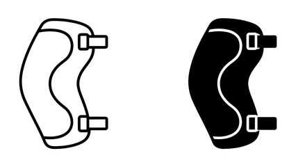 Knee Pad Icon: A set of two knee pad icons, one outlined and one filled, representing protective gear for sports and activities. © Nazida
