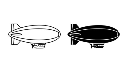 Airship Silhouette: Two stylized airship illustrations, one an outline and the other a solid silhouette, showcase the classic design of this historical mode of transport. © Nadim