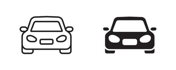 Obraz premium Car front view icon in outline and solid style, vector illustration.