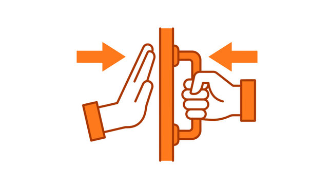 Door handle, push and pull hands, opposing directions