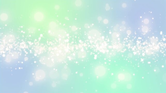 パステルカラー背景のホワイトのキラキラグリッターとパーティクルループ背景素材 ｜ White glitter and particles on pastel gradient background seamless lo