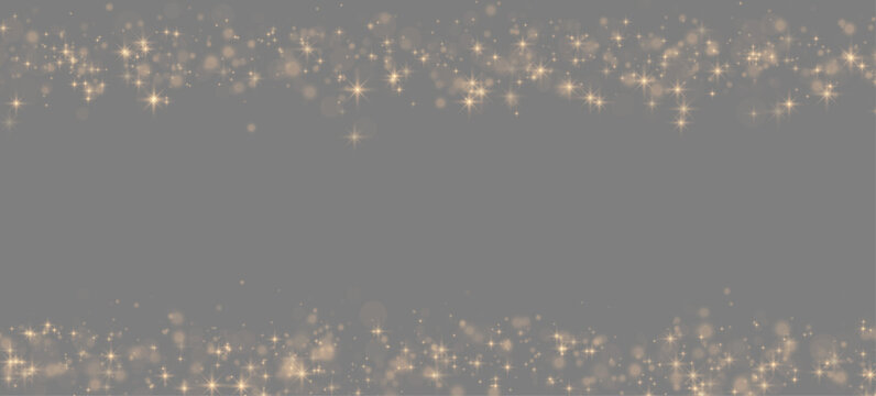 Soft glowing gold dust png with Christmas sparkles floats gently. Yellow light particles, sparks, highlights, and bokeh form a magical festive effect. Ideal for holiday cards and overlays.	