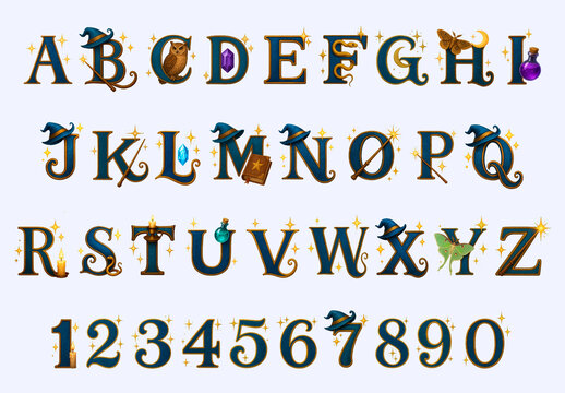 Magical Alphabet With Whimsical Elements Font Set