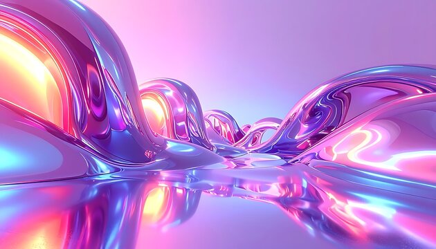 Vibrant Iridescent Bubbles Reflected Surface.