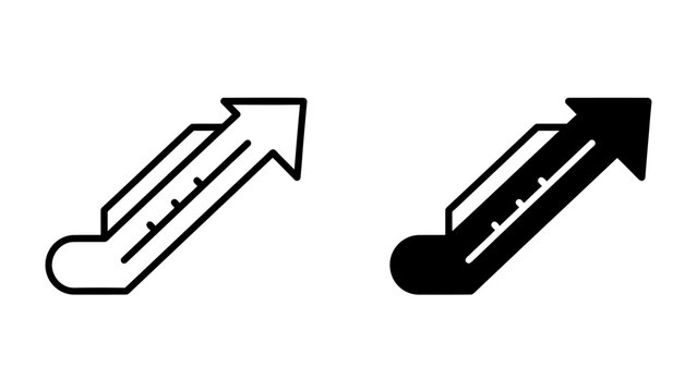 Escalator Icon: A clean and modern icon representing an escalator with an upward arrow, symbolizing progress, movement, and ascension.