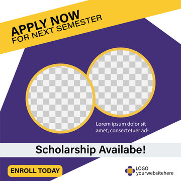 School scholarship admission social media post template and web banner