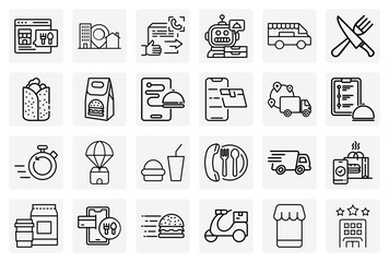 Fototapeta premium Innovative Food Delivery Technology – Robot Couriers, Parachute Drops, And Motorcycle Delivery For Futuristic Service Concepts
