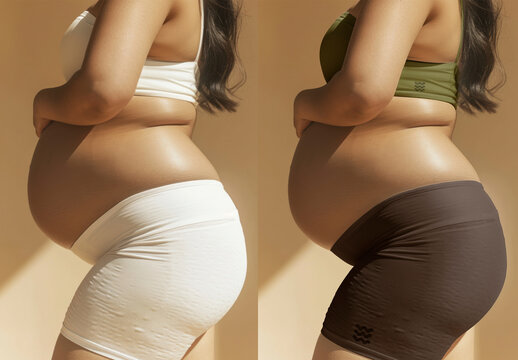 Pregnant Woman In Comfortable Attire Mockup PSD