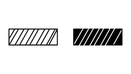 Diagonal stripes, parallel lines, graphic design elements: Two rectangular shapes display diagonal lines, one outlined and the other filled, showcasing a simple yet striking graphic contrast. © Mohammad