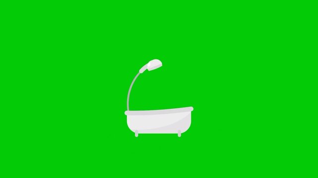 Animated bathroom shower with bathtub representing bathing, hygiene, and home interior concepts.
