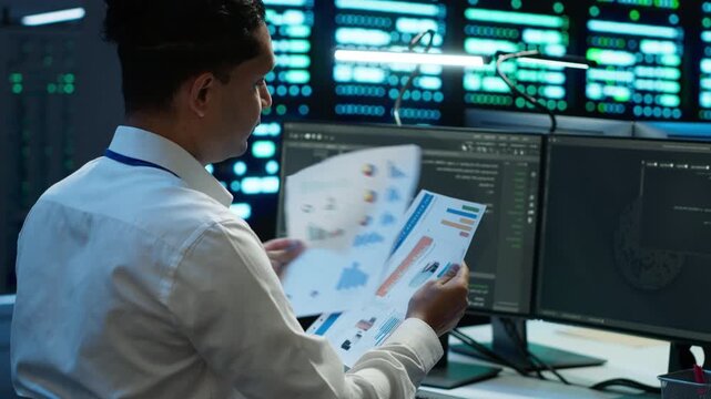 In a server farm, system administrator plans disaster recovery for infrastructure, supporting database reliability, data integrity and technical records while keeping network services stable