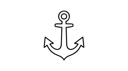 Classic nautical anchor vector icon illustration with bold black outline, hand-drawn minimalist maritime symbol, scalable SVG design for sailing, boating, navigation, harbor, travel, and ocean themes © Monirul