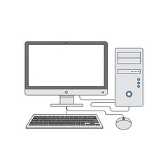 Fototapeta premium Illustration of a desktop computer set with monitor tower keyboard and mouse.