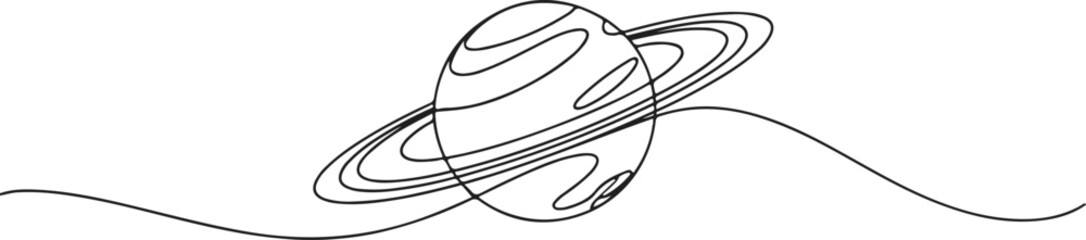 A minimalist line drawing of the planet saturn © ZeroStock