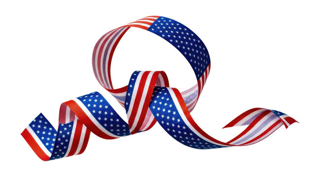 Wavy ribbon with united states of america flag pattern for celebration isolated on transparent background