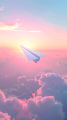 Fototapeta premium 光へ向かう紙飛行機