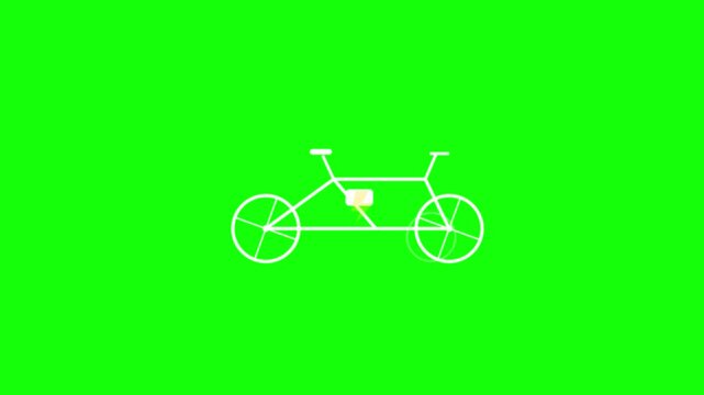 Electric bicycle motion animation icon featuring a glowing yellow lightning bolt on green screen background