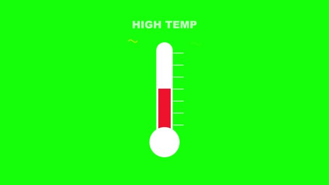 Thermometer showing rising high temperature levels in this digital motion graphic animation video clip for presentation