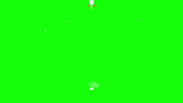 Rocket ship launching into space with bright colorful motion graphics for a creative digital animation video