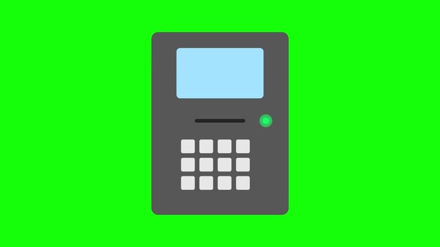 Digital security terminal with keypad interface performing authentication scan in this smooth motion animation video clip