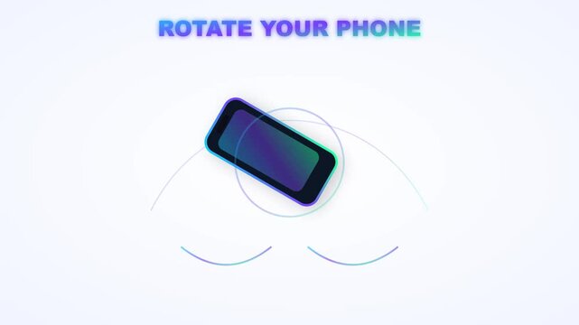 Rotating mobile phone screen animation showing a digital user interface orientation guide for mobile video footage