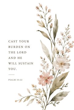 Christian bible verse quote posters with watercolor floral design.