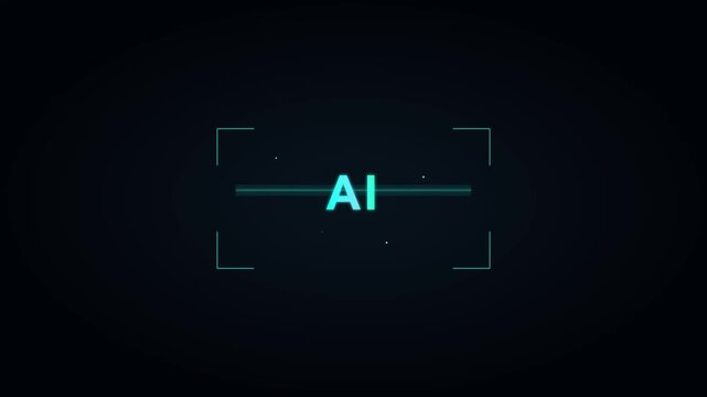 Artificial intelligence glowing blue text motion footage showing futuristic digital interface elements for modern tech projects