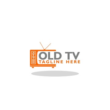 Old TV logo icon with shadow
